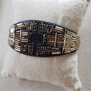 Stella & Dot leather/beaded bracelet